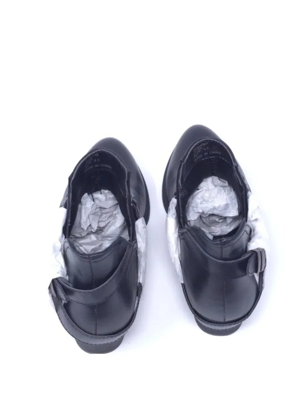 GC Shoes Buckle Wrap V-Cut Black Low Heel Ankle Booties M6.5